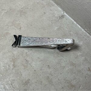Vintage Dante Tie Clip Bar Brushed Silver Tone
